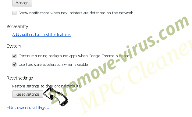 MPC Cleaner Chrome advanced menu