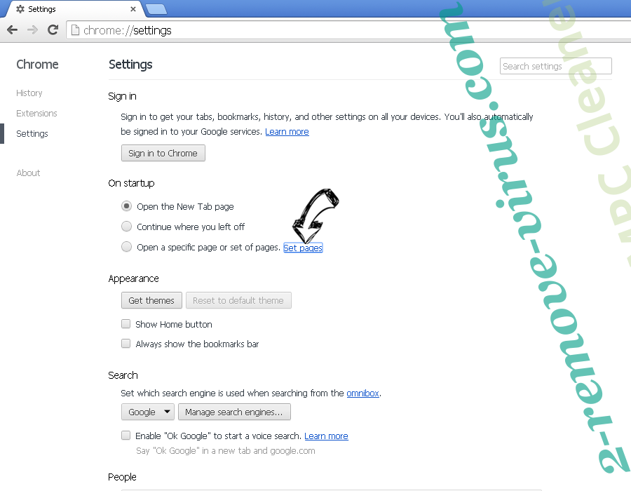 Search.com Chrome settings