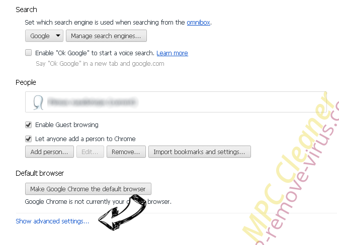 Searchwarden.com Chrome settings more