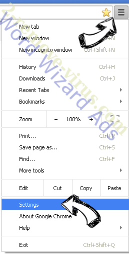 Newpoptab.com Chrome menu