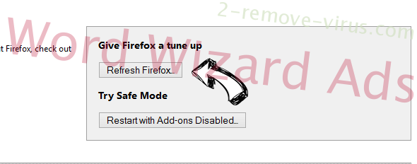 Word Wizard Ads Firefox reset