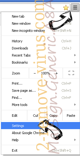 Newtaba.com Chrome menu