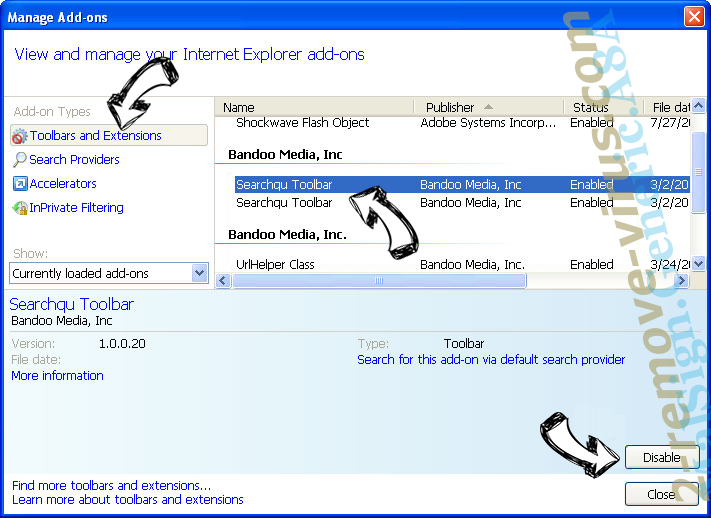 Search.queryrouter.com IE toolbars and extensions