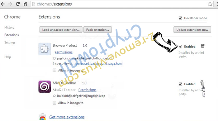 .vvv File Extension Virus Chrome extensions disable