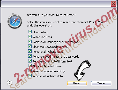 SearchMyFile Virus Safari reset