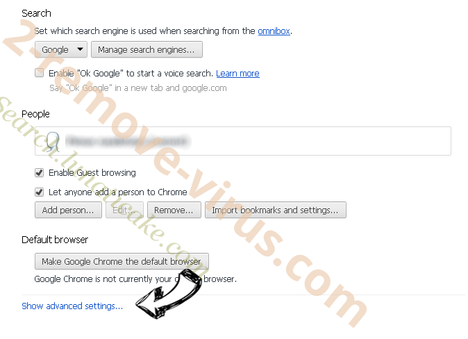 Startsearch.info Chrome settings more