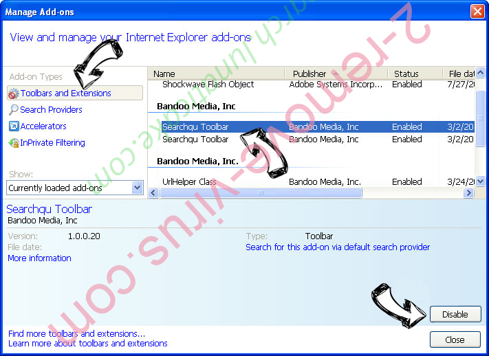 Search.freshtab.net Virus IE toolbars and extensions