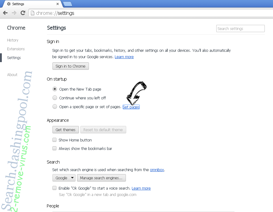 Newsearch123.com Chrome settings