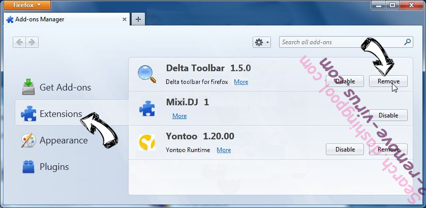 messagereceiver.com virus Firefox extensions