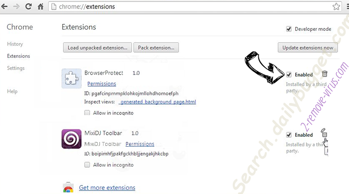 TrojanSpy:Win32/Nivdort.CT Chrome extensions disable