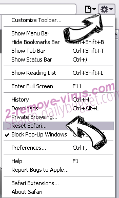 TrojanSpy:Win32/Nivdort.CT Safari reset menu