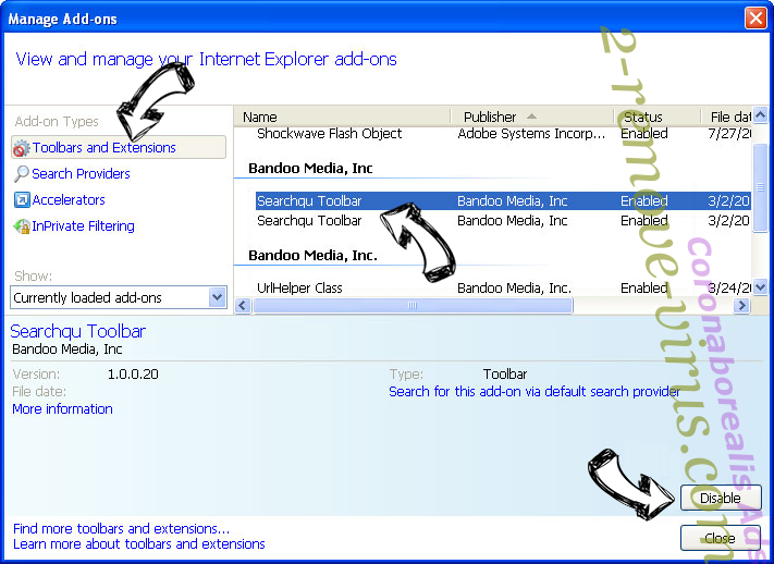 Search.searchmpct.com IE toolbars and extensions