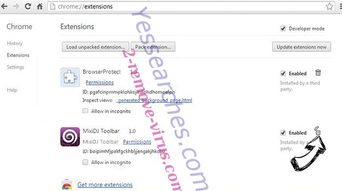 Yessearches.com Chrome extensions remove