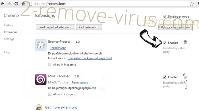 Gnoosi.net Chrome extensions disable
