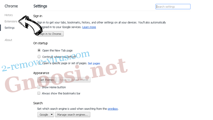 Gnoosi.net Chrome settings
