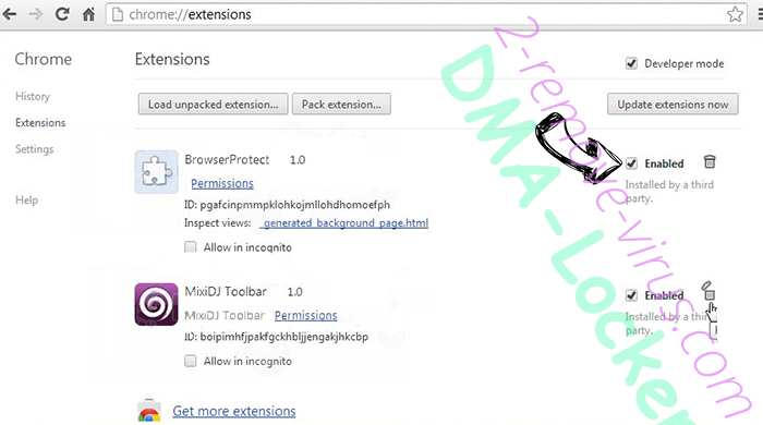 Bright Tab browser hijacker Chrome extensions disable