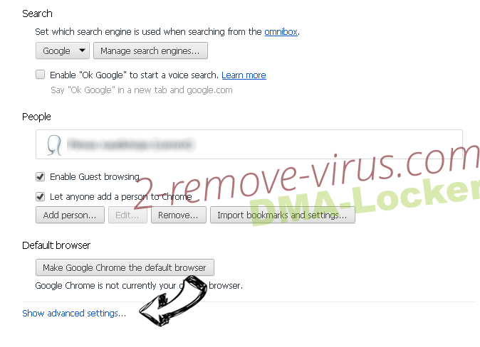 Bright Tab Virus Chrome settings more