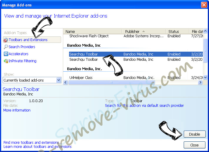 Search.searchlivesp.com IE toolbars and extensions