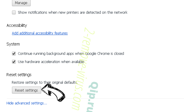 AIO Search Adware Chrome advanced menu