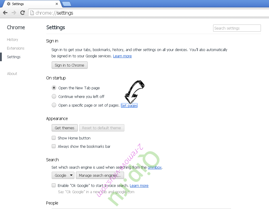 AIO Search Adware Chrome settings