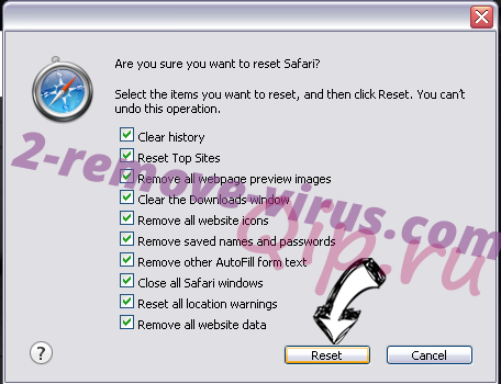 Search.searchbfr.com Safari reset