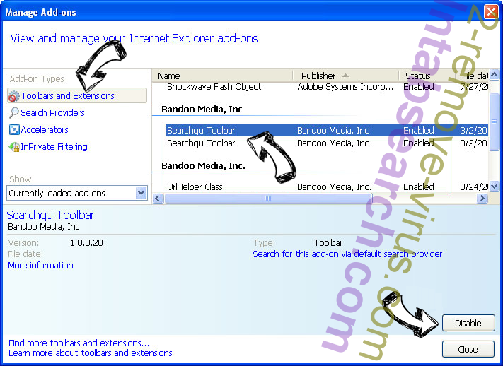 Search.searchwatchytsn.com IE toolbars and extensions