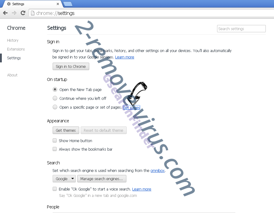 Searchquicknow.com Chrome settings