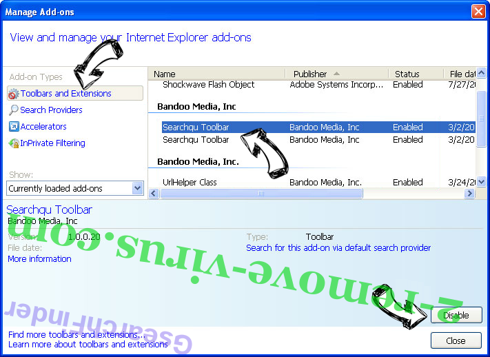 Search.searchgstt.com IE toolbars and extensions