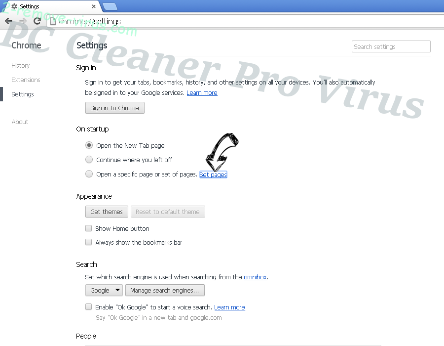 PC Cleaner Pro Virus Chrome settings