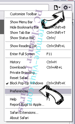 PC Cleaner Pro Virus Safari menu