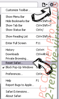 PC Cleaner Pro Virus Safari reset menu
