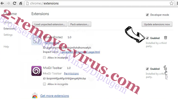 BrowserModifier:Win32/Diplugem Chrome extensions disable