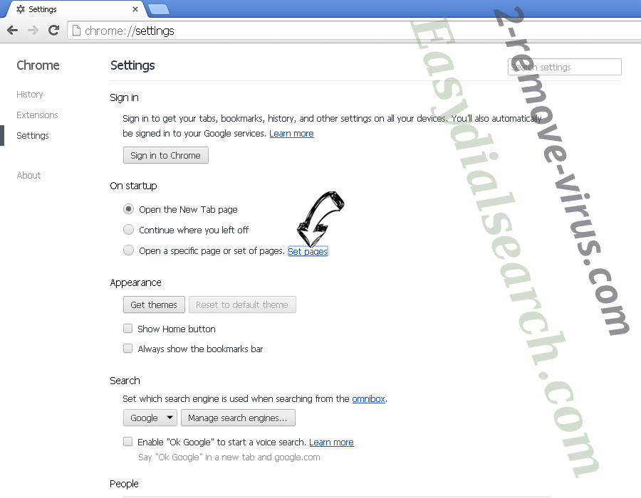 Powermediatabsearch.com Chrome settings