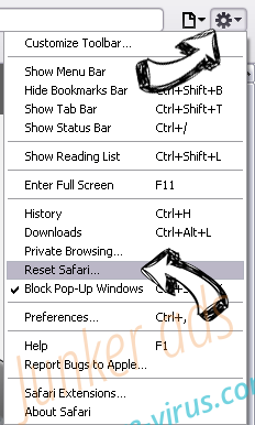 Wizzcaster.com Safari reset menu