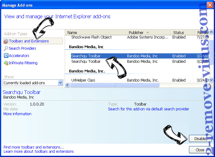 Search.searchfefc3.com IE toolbars and extensions