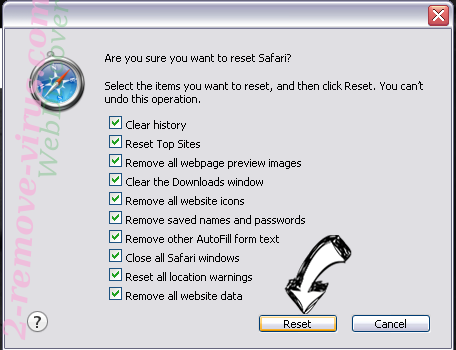 WebDiscover Safari reset