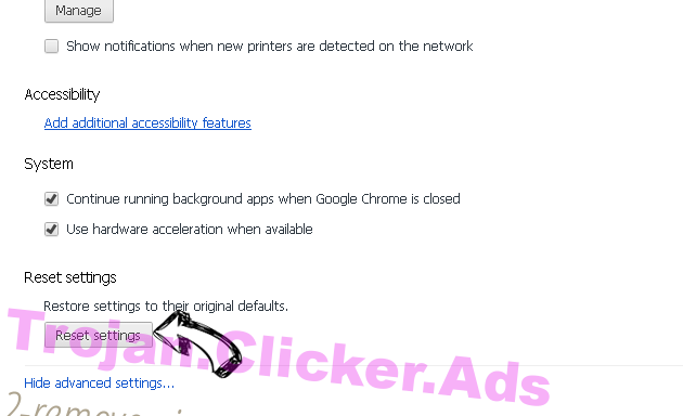 Trojan.Clicker.Ads Chrome advanced menu