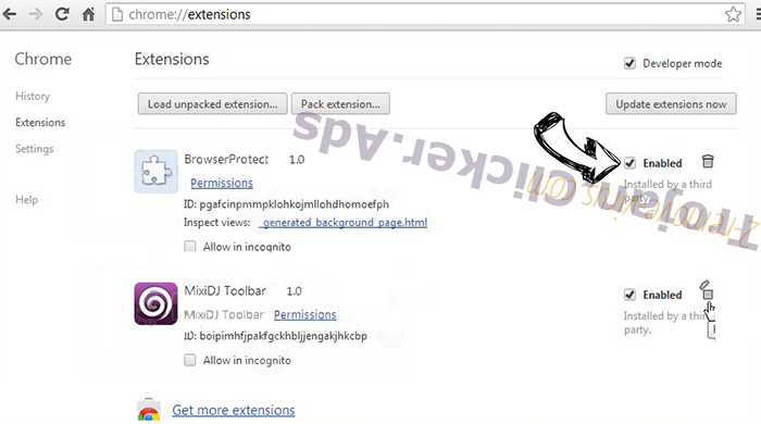 Trojan.Clicker.Ads Chrome extensions disable