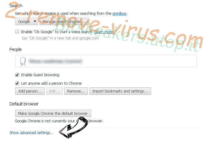 Searchmaster.net Chrome settings more