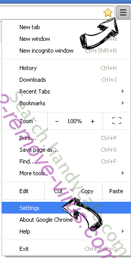 Search.handycafe.com Chrome menu