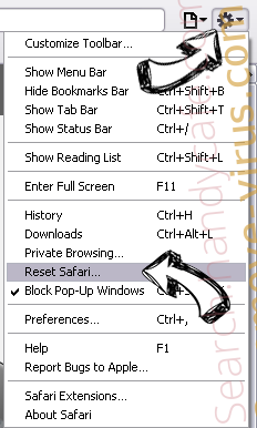 Maktub Ransomware Safari reset menu