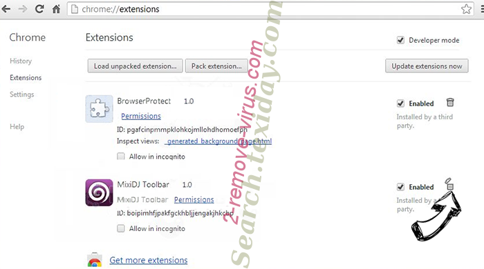 Search.texiday.com Chrome extensions remove