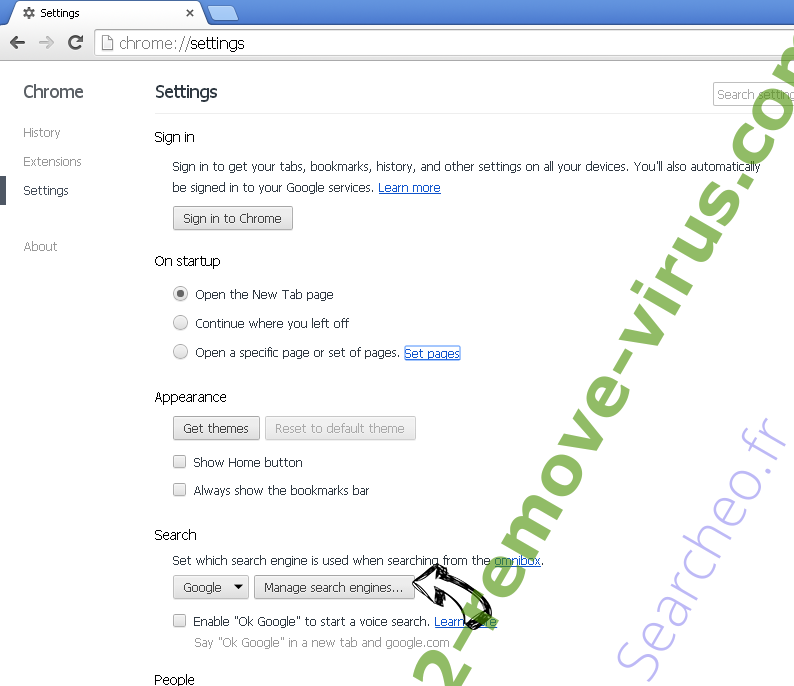 Searcheo.fr Chrome extensions disable