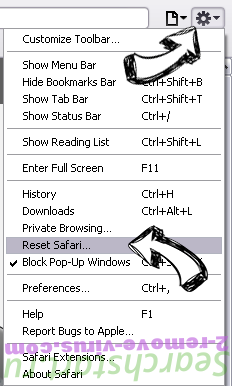 Main Ready virus Safari reset menu