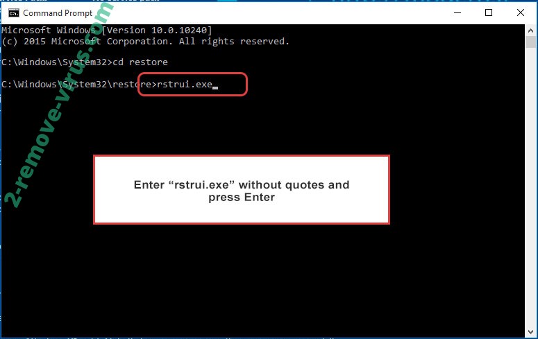 Delete Znto ransomware - command prompt restore execute