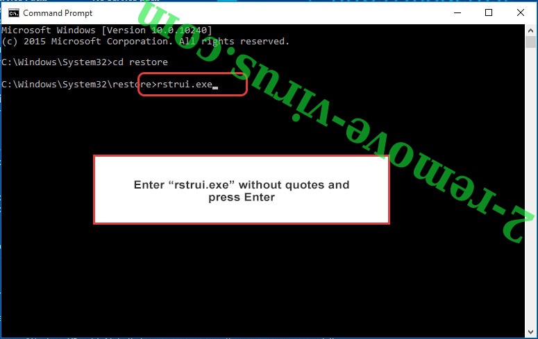 Delete Usagoo ransomware - command prompt restore execute