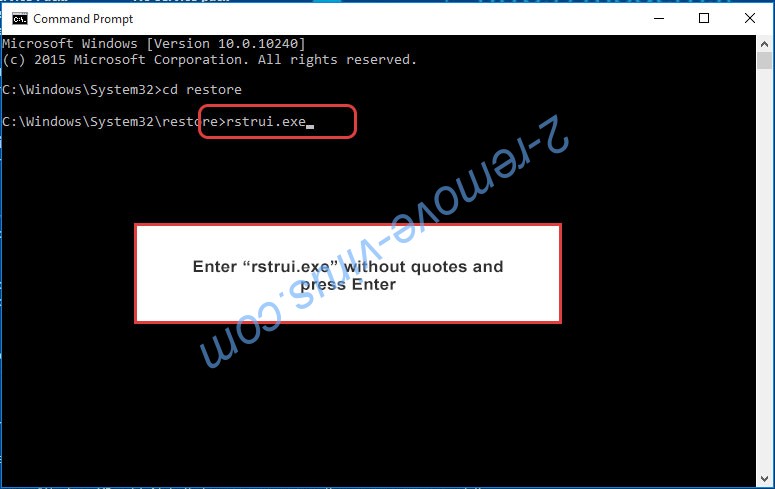 Delete Boty Ransomware - command prompt restore execute
