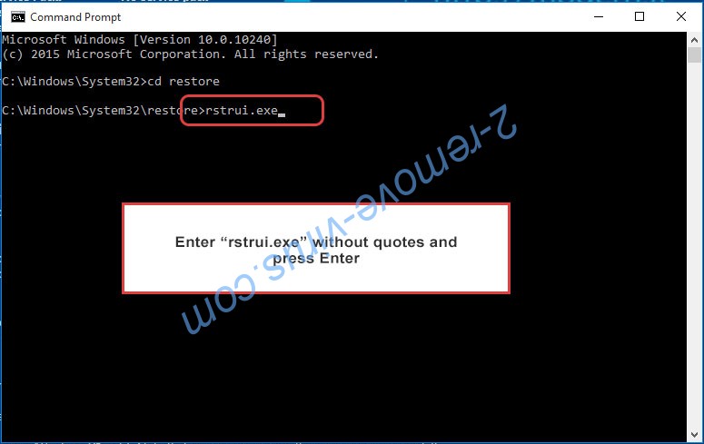 Delete 32T ransomware - command prompt restore execute