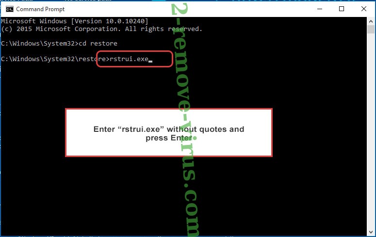 Delete DOP ransomware - command prompt restore execute