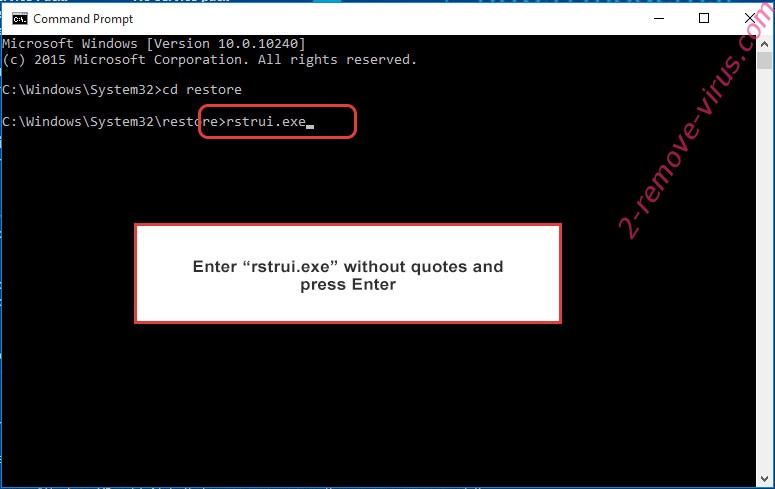 Delete Wannapay ransomware - command prompt restore execute